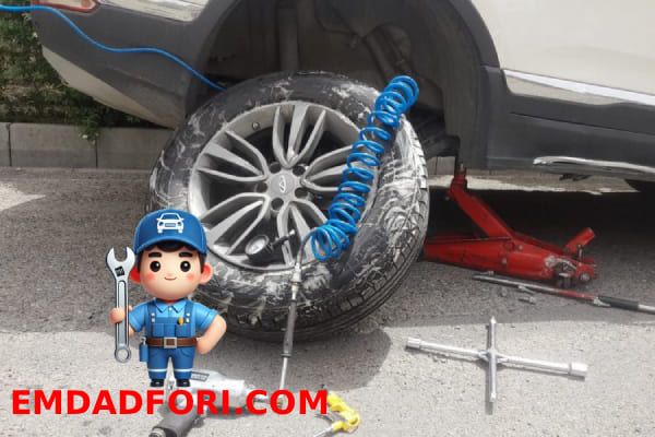 پنچرگیری و تعویض لاستیک زاپاس